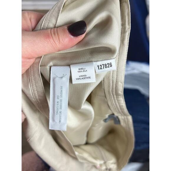 VTG Ann Taylor Silk Wide Leg Pants Lined Neutral Tan Side Zip Professional Sz 6 - Picture 4 of 6